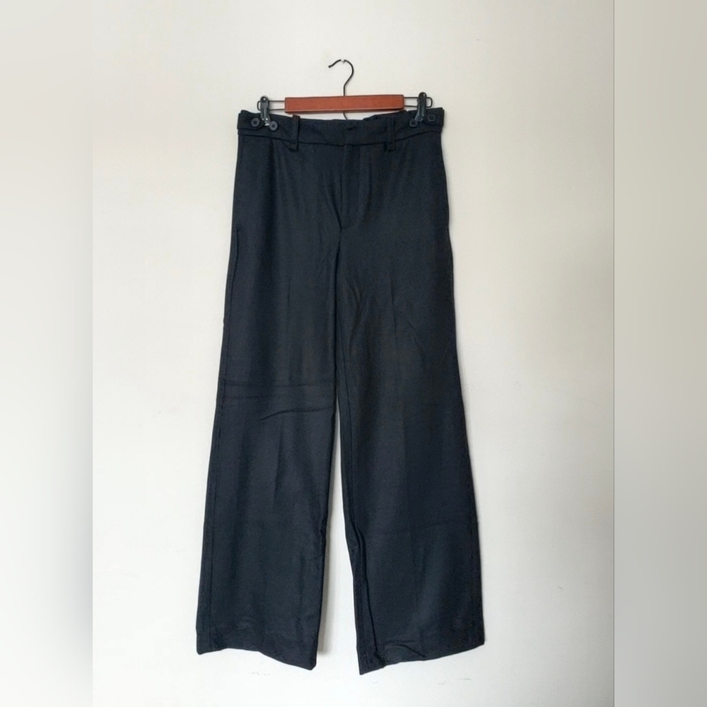 Banana Republic High Rise Wide Leg Italian Wool Pants Black Size 12 RT$130 NWT - Picture 6 of 11